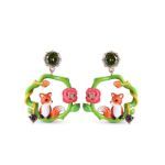 Bortwide "Love-in-Idleness" Fox with Flower Enamel Sterling Silver Jewelry Set