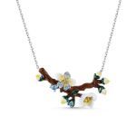 Bortwide "Almond Blossoms" Enamel Sterling Silver Jewelry Set