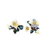 Bortwide "Almond Blossoms" Enamel Sterling Silver Jewelry Set