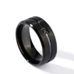 Bortwide Solitaire Black Stainless Steel Men's Band