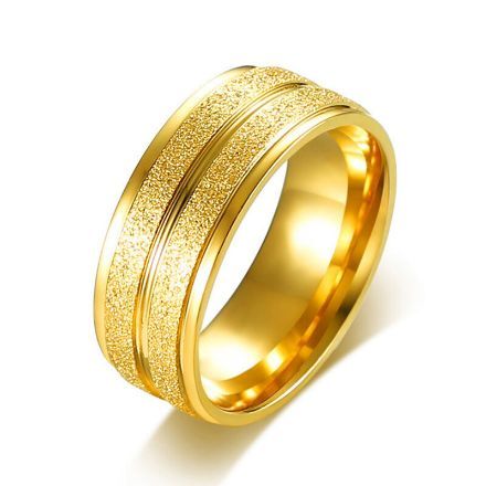 Bortwide Matte Surface Yellow Gold Tone Stainless Steel Men's Band