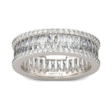 Bortwide Baguette Cut Sterling Silver Women's Band