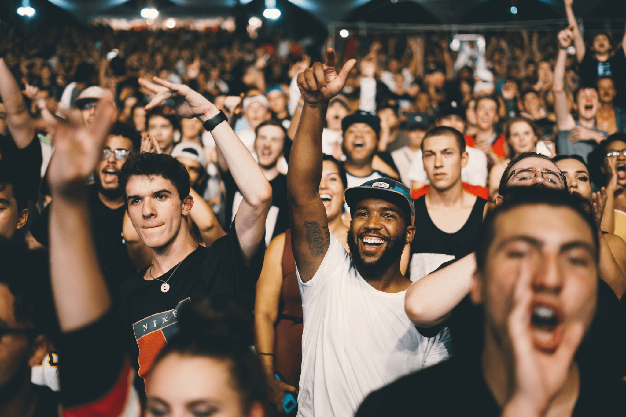 Rugby fans celebrating during World Cup
