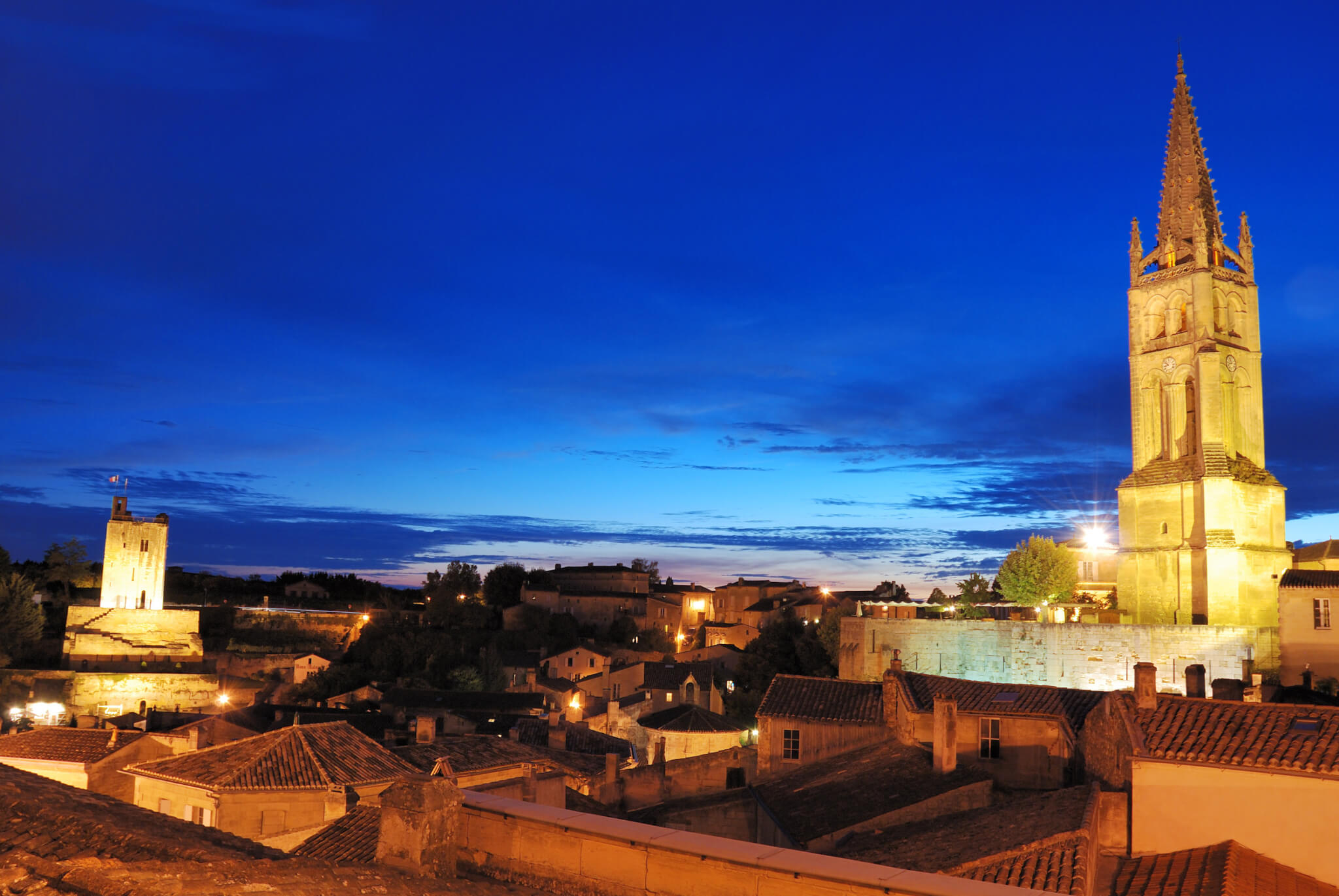 The Monolithic Church of Saint-Emilion by Night