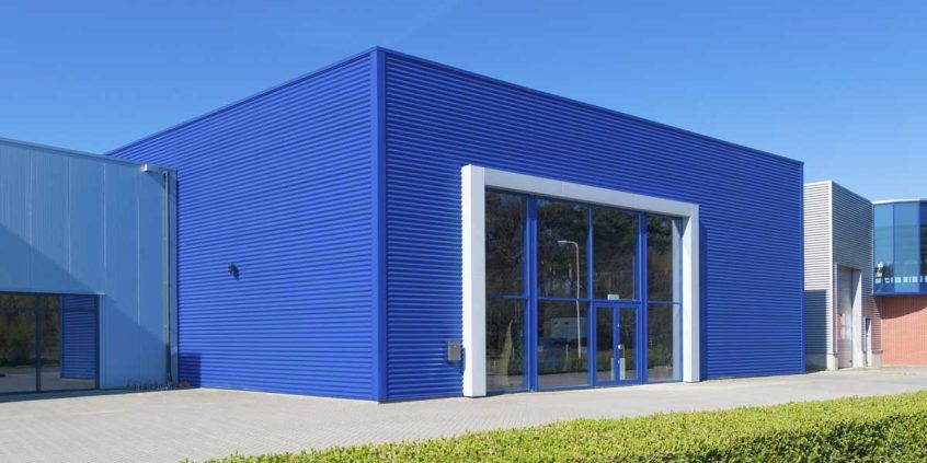 A commercial office and warehouse building.