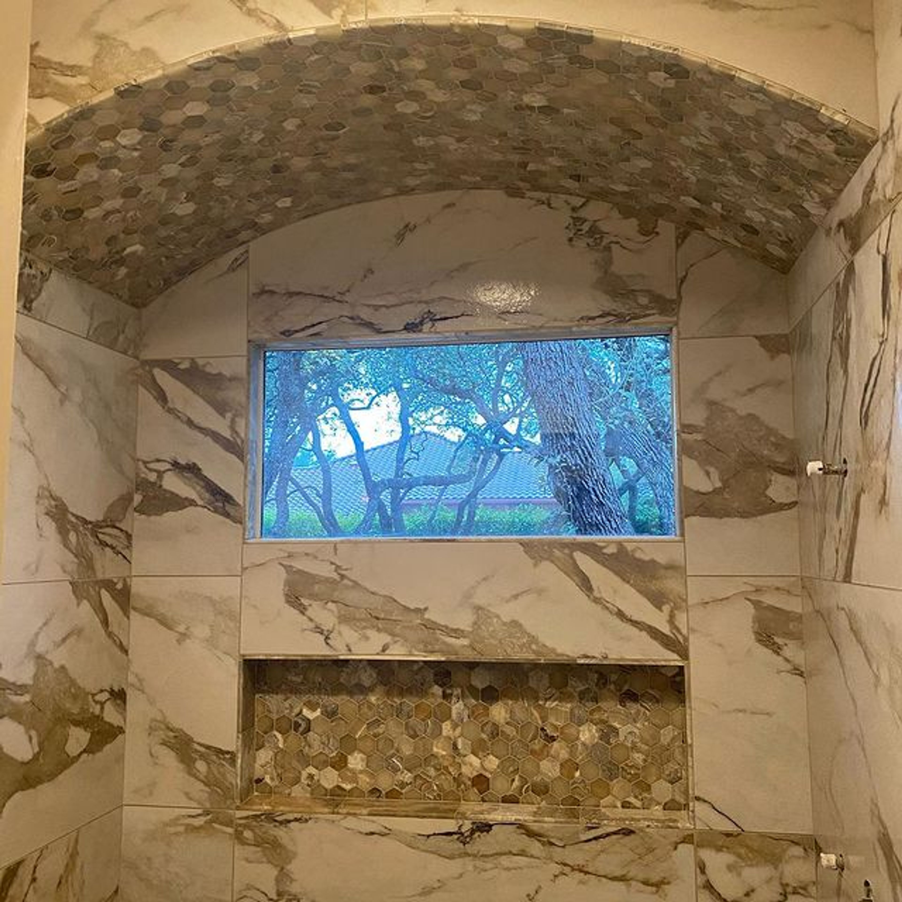 Marble bathroom window