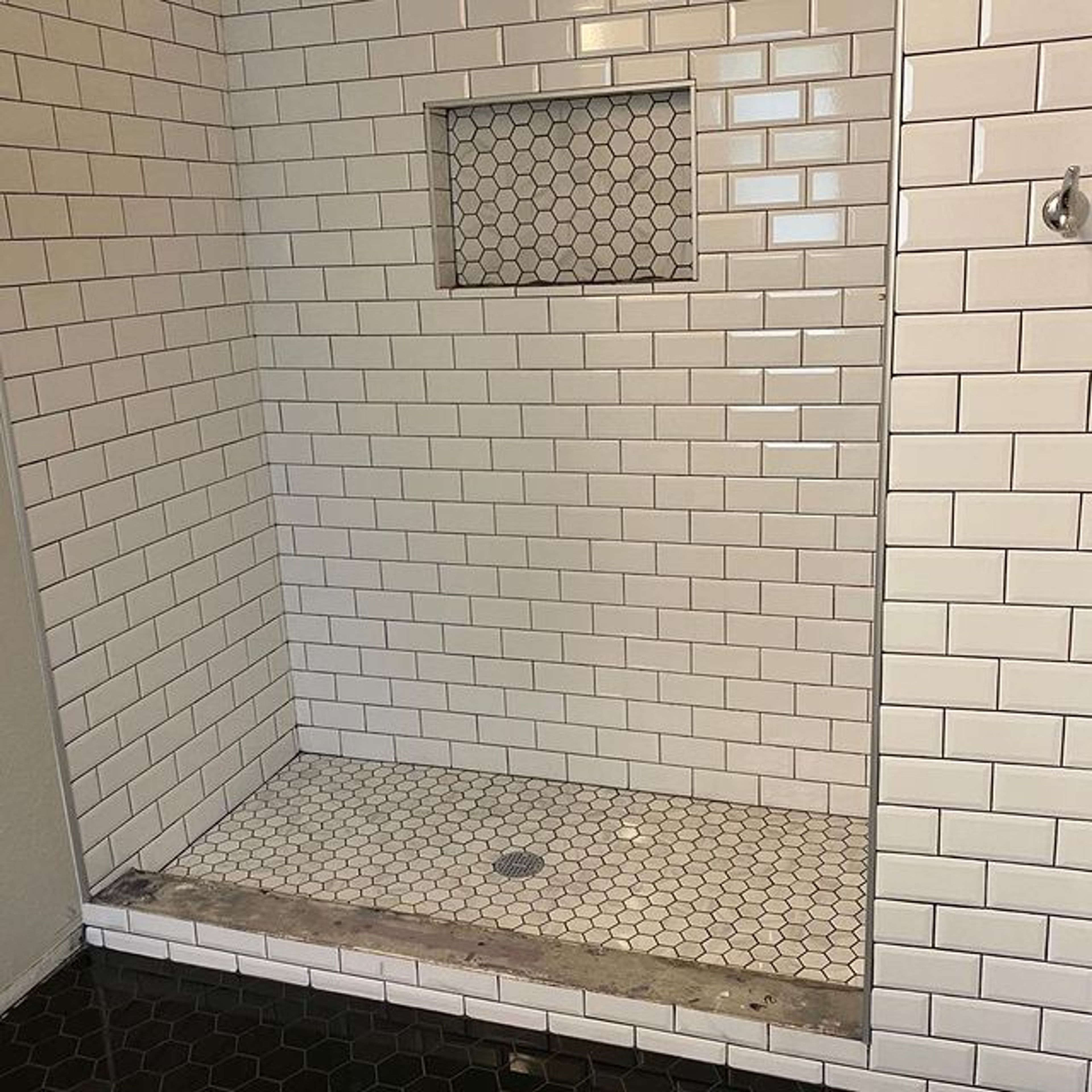 White rectangular tile shower