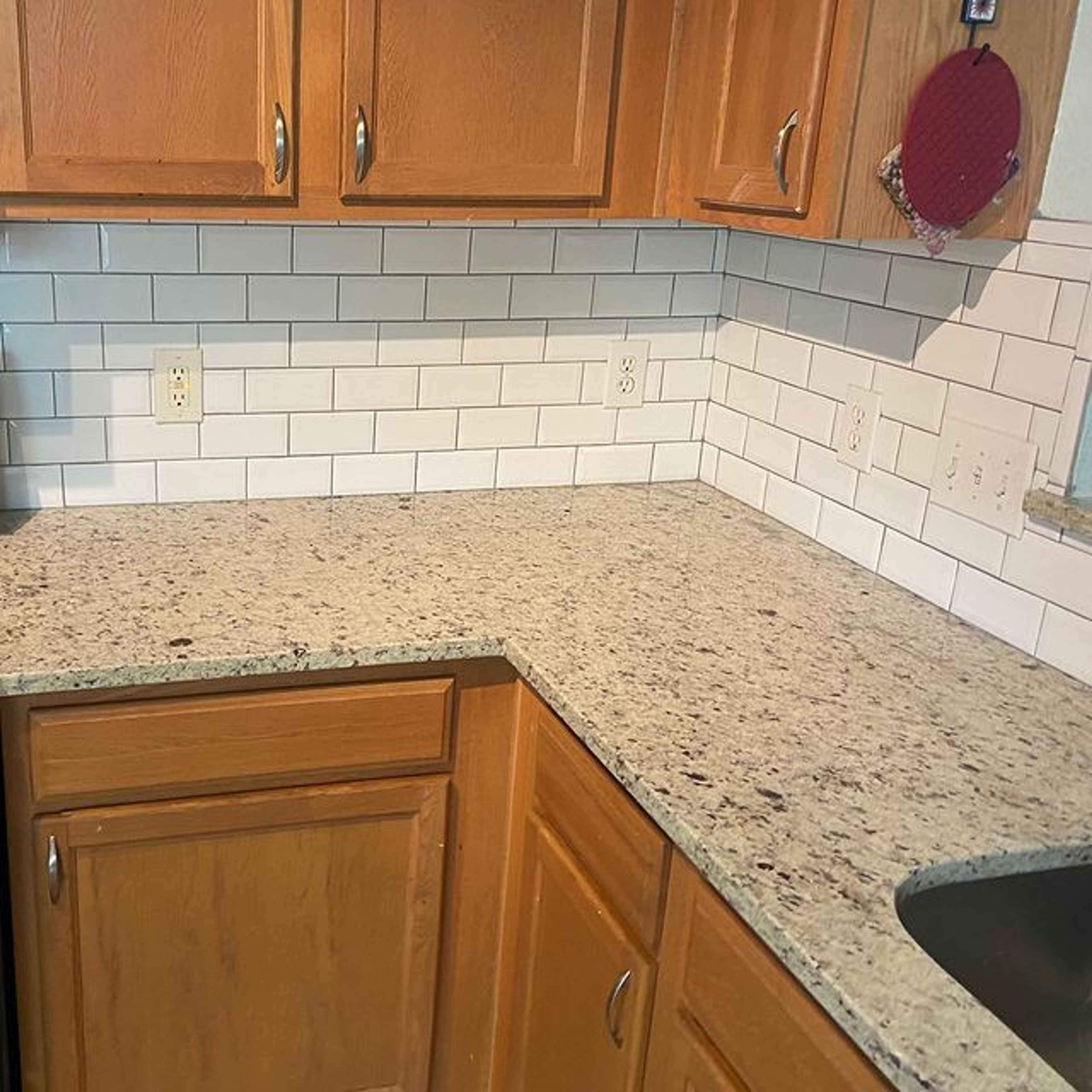 White tile kitchen back splash