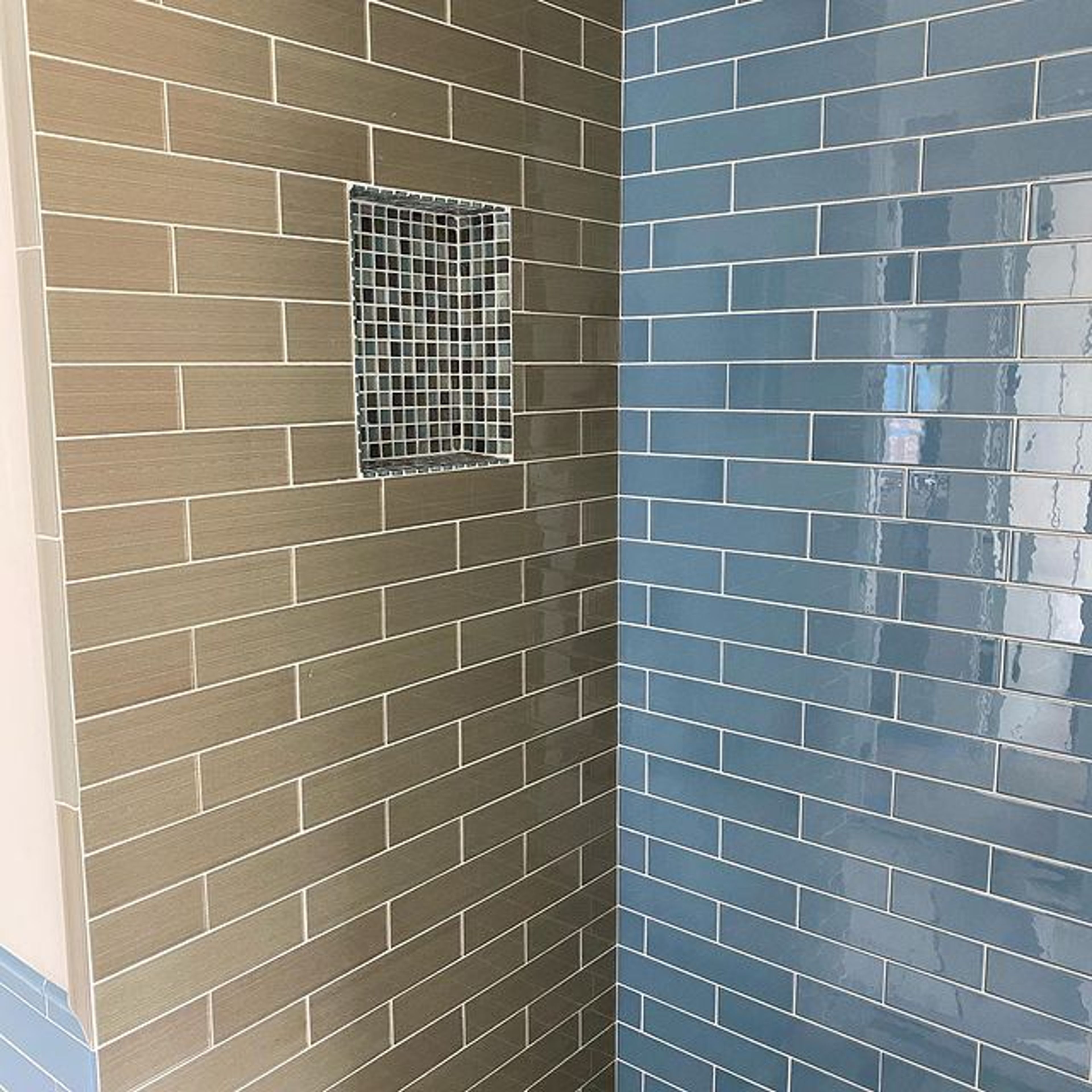 Gray tile shower