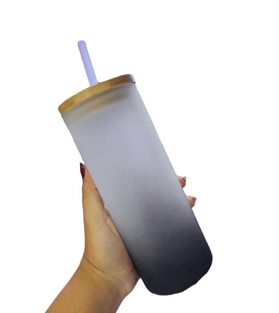 Termo tipo skining-vidrio personalizado con tapa de bambú 