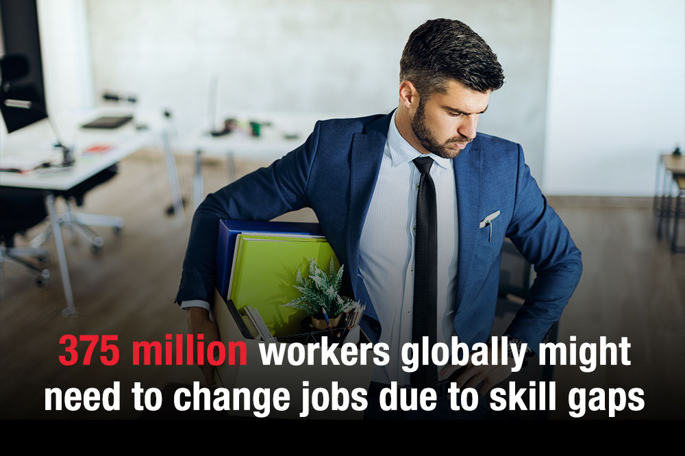 375 million workers globally might need to change jobs due to skill gaps.