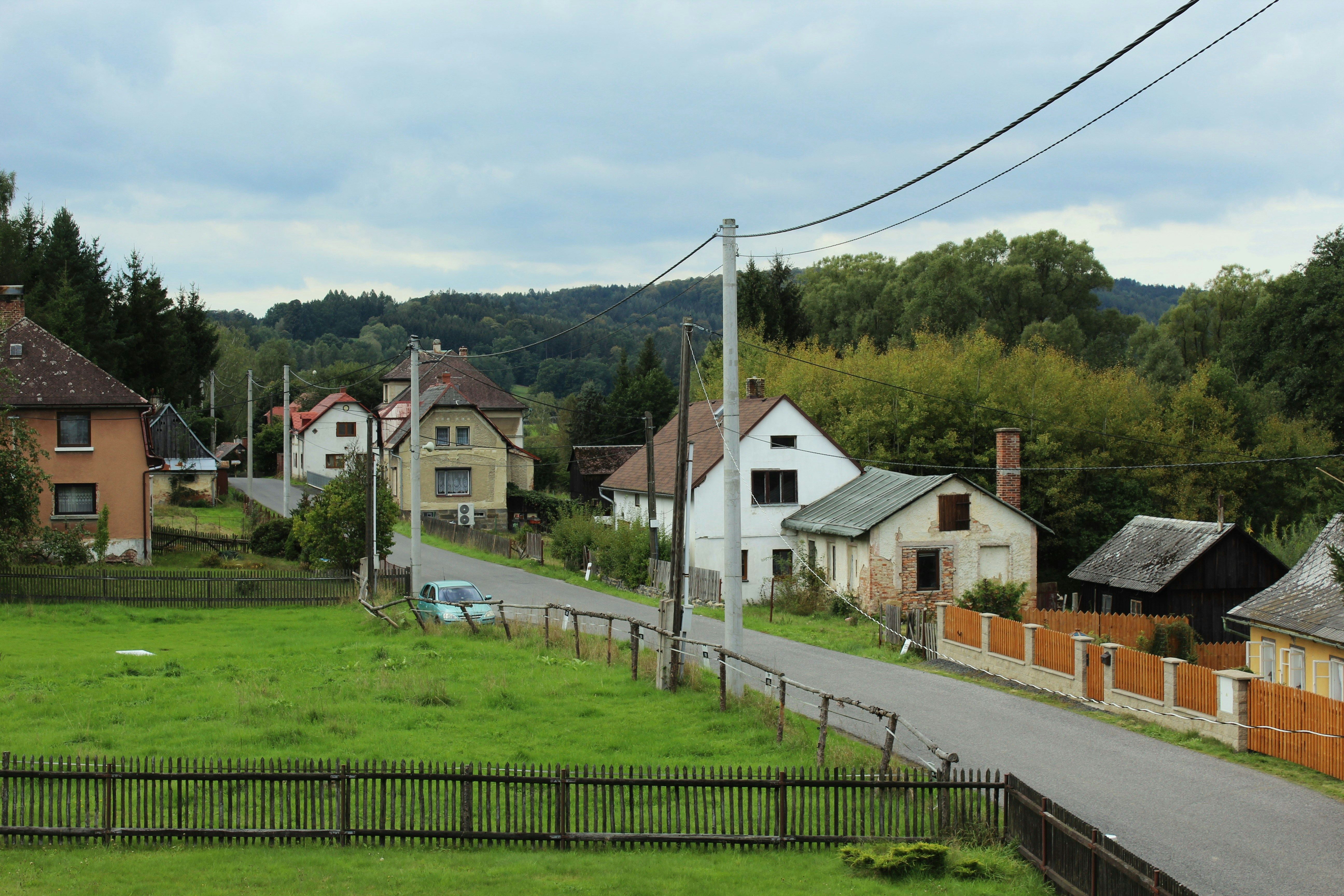 a neighborhood with houses and trees