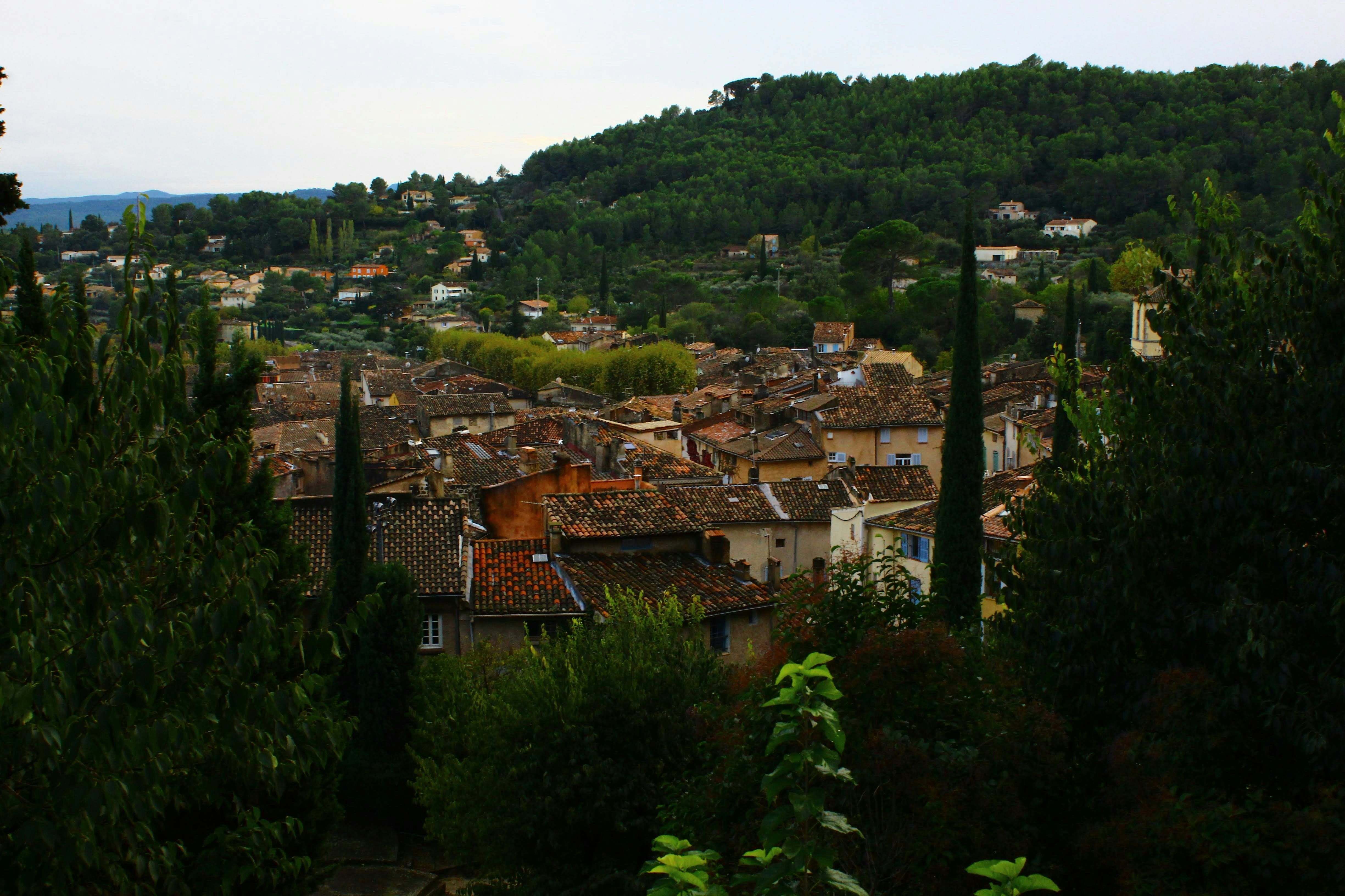 a view of a village from a distance