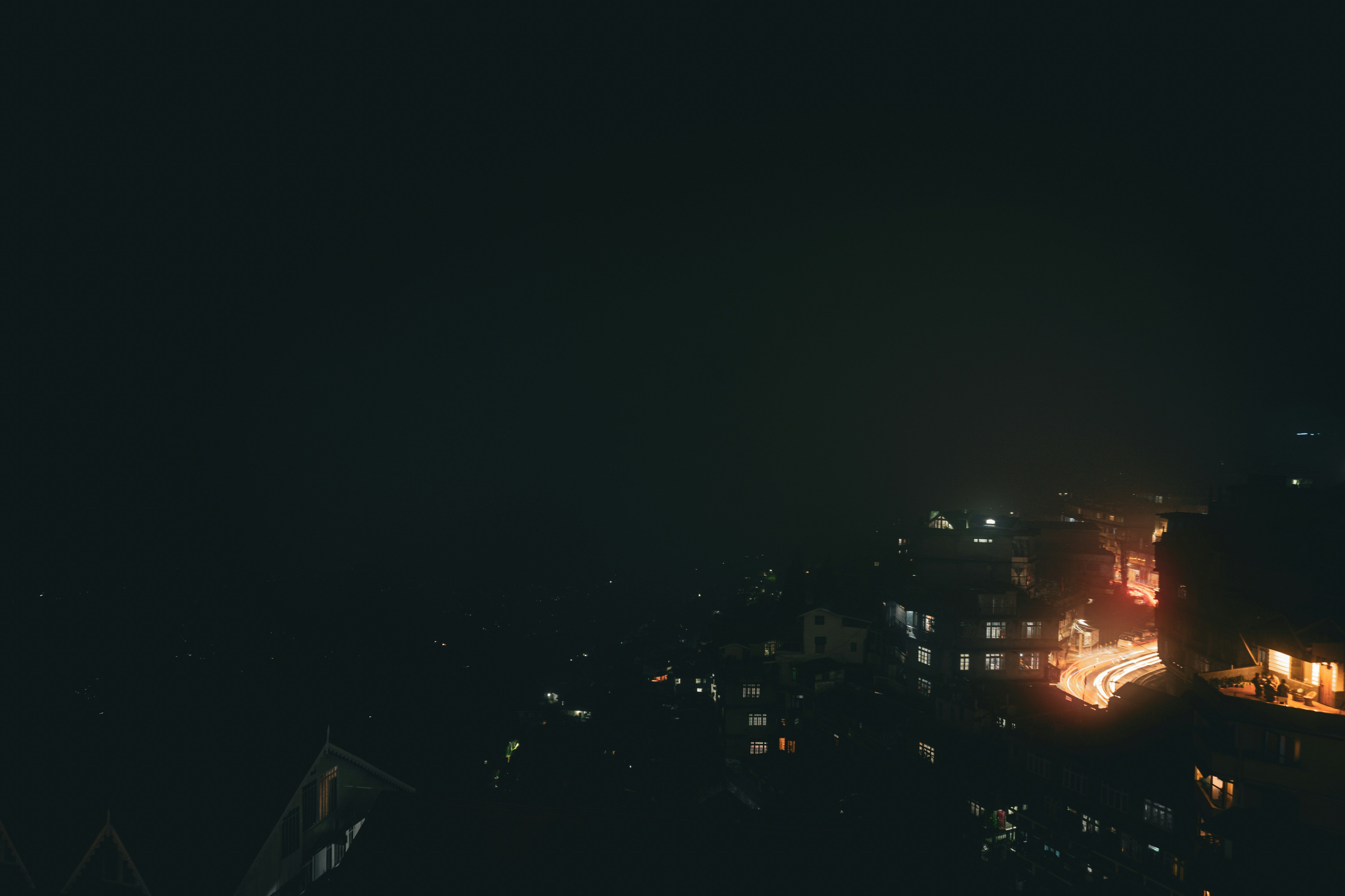 A blurry photo of a city at night