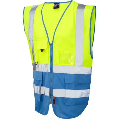 Leo Workwear Hi Vis Lynton Superior Contrast Waistcoat