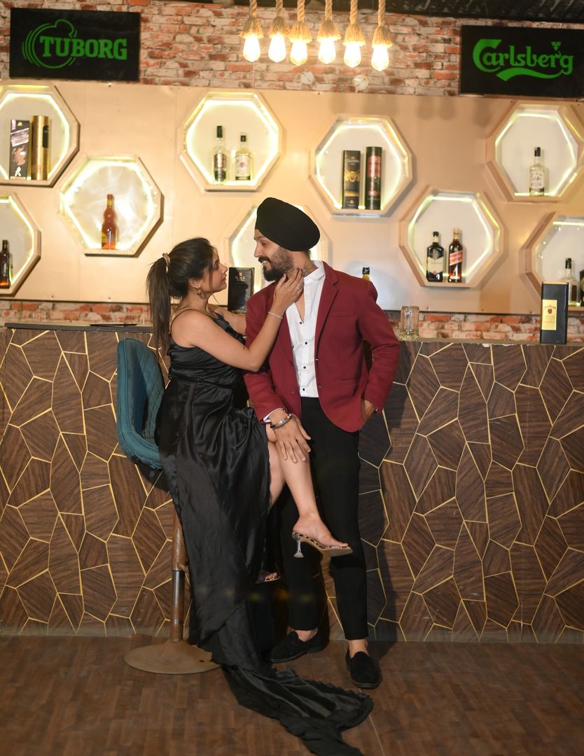 Elegant Bar photoshoot set with illuminated shelves and contemporary design for upscale portrait and lifestyle photography located in Nagpur SEDO