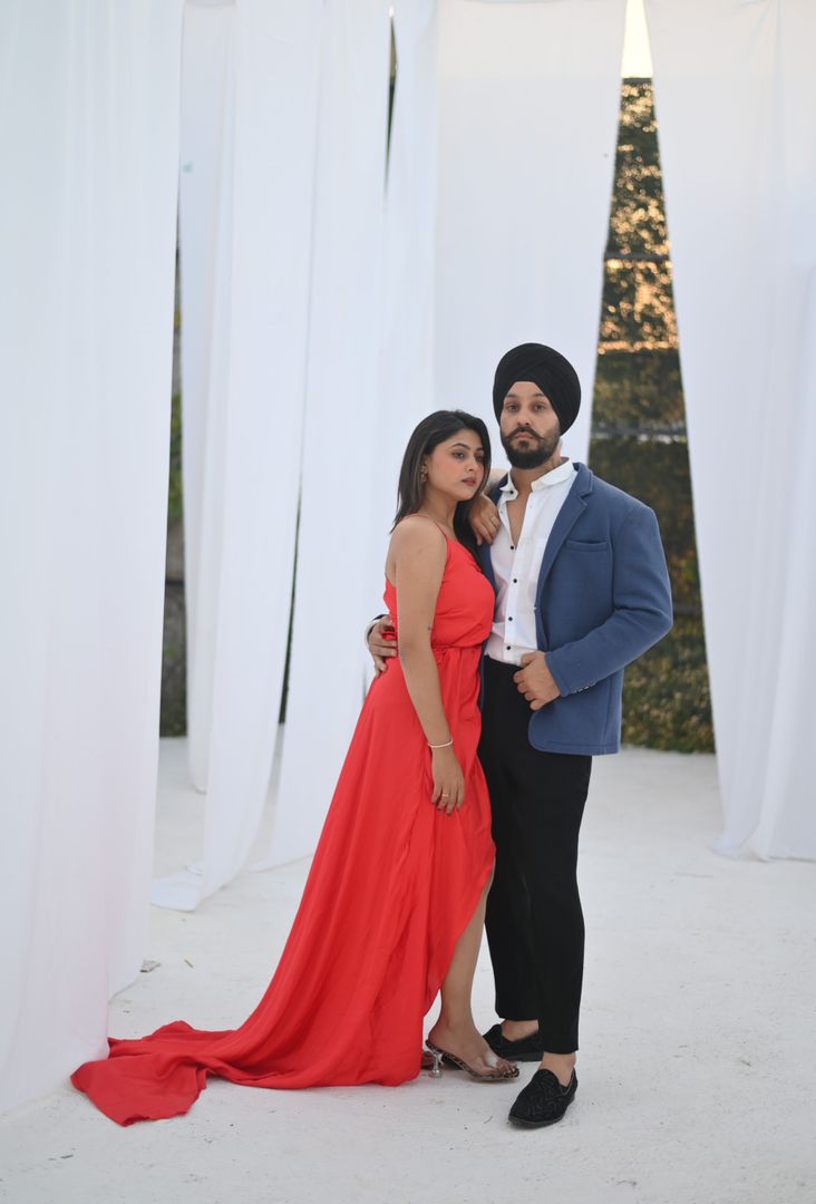 Crimson Grace photoshoot set with modern design and lush greenery perfect for couples and branding sessions located in Nagpur SEDO