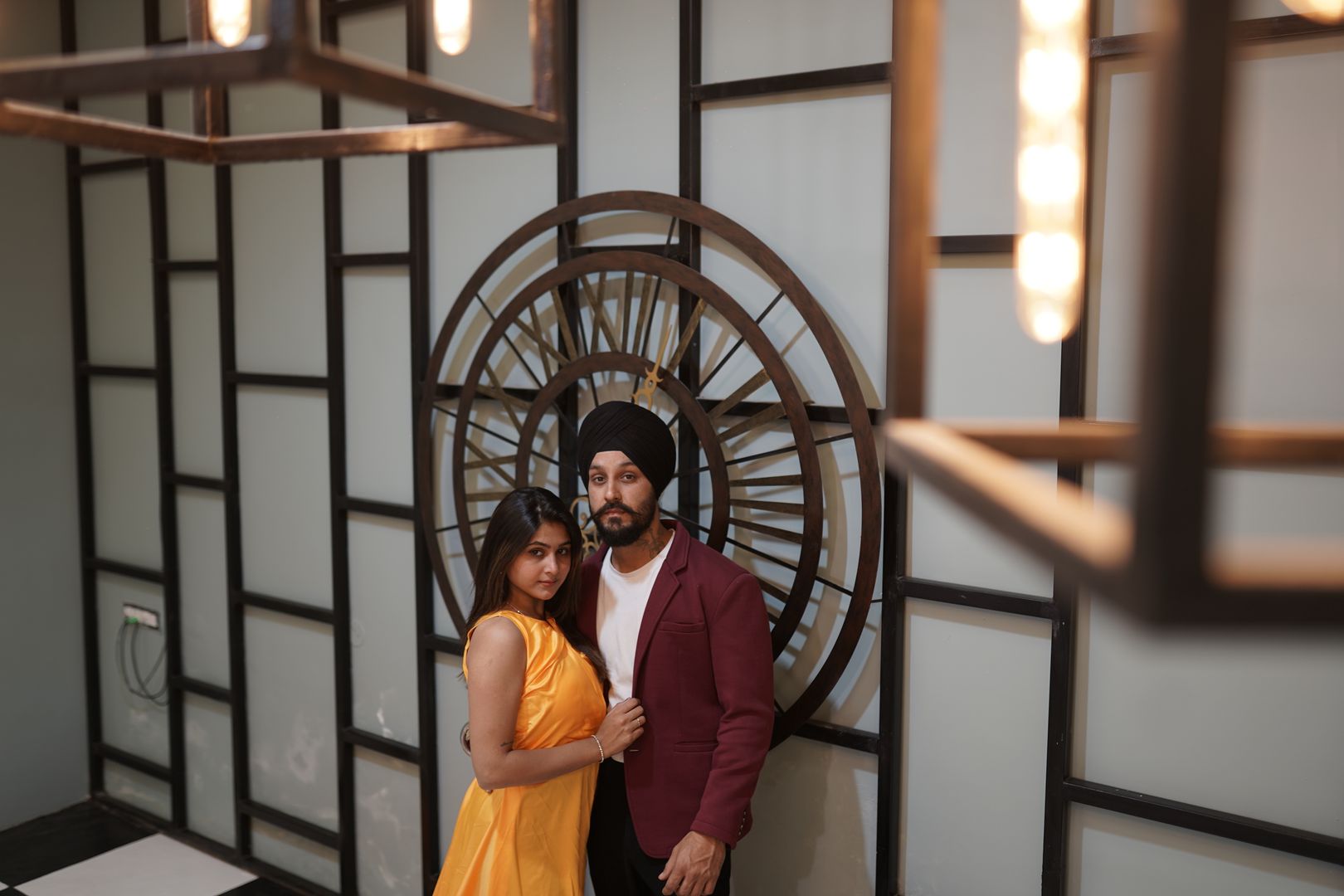 Melody Piano music themed photoshoot set with grand piano and vintage clock for sophisticated portrait sessions located in Nagpur SEDO