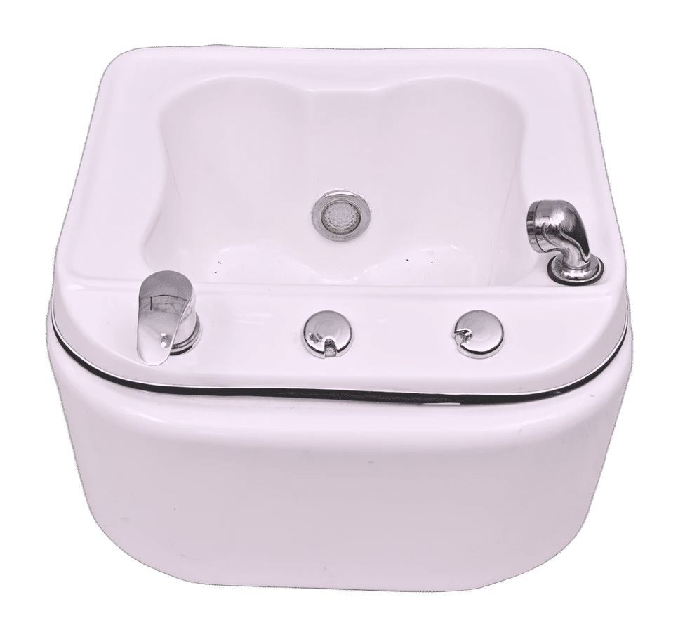 Luxury White Pedicure Spa Bowl with Chrome Fixtures — Salon Accessories by Salon Factory