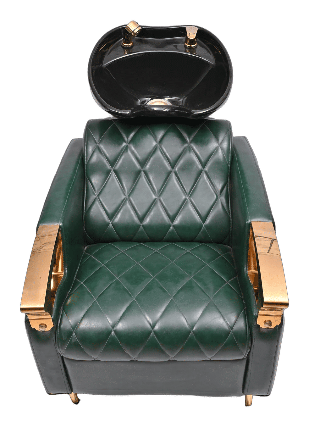 Emerald Green Luxury Salon Shampoo Station with Gold Accents — Hair Wash Stations by Salon Factory