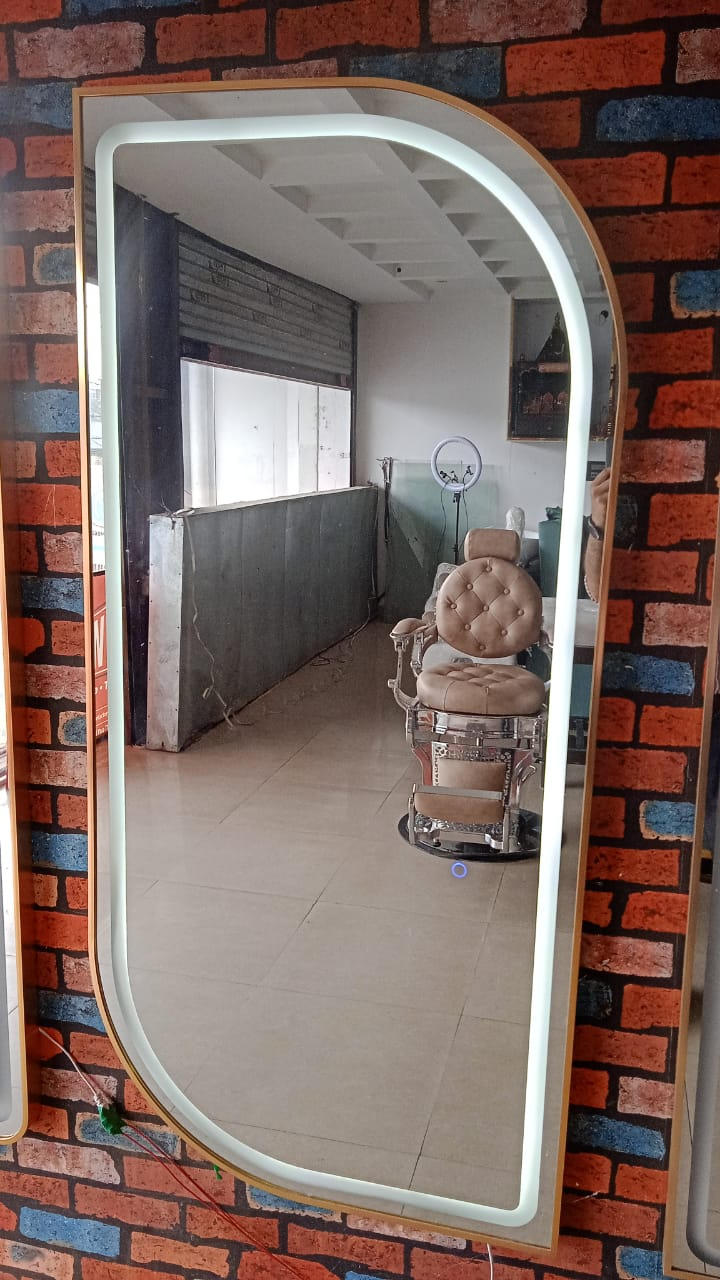 Gold Curve Framed LED Mirror — Mirrors by Salon Factory