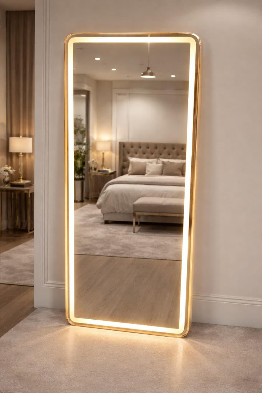 Luminous Gold Square LED Mirror — Mirrors by Salon Factory