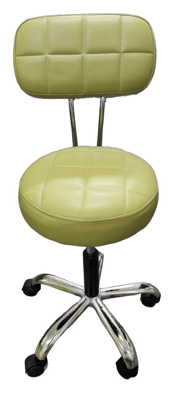 Lime Green Hydraulic Rolling Salon Stool with Backrest — Reception & Waiting Area by Salon Factory