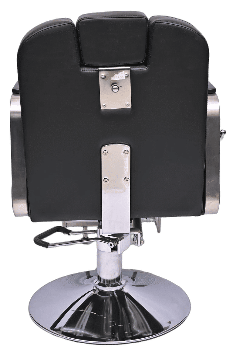 Professional Reclining Barber Chair in Black & Stainless Steel - View 4