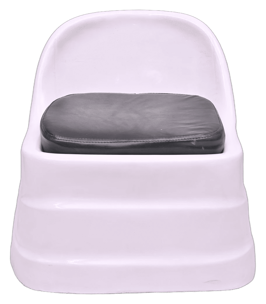 Modern White Plastic Salon Chair with Black Padded Cushion - View 3