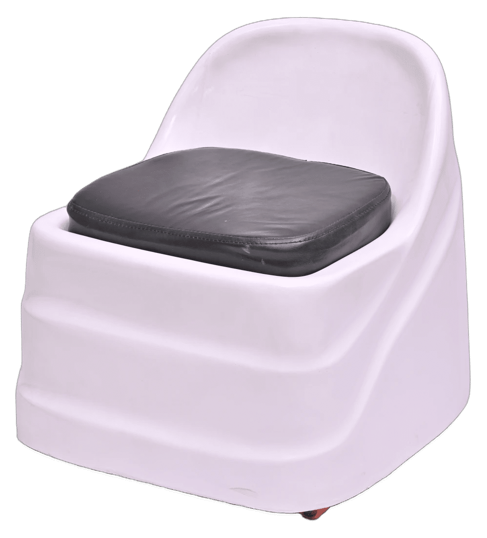 Modern White Plastic Salon Chair with Black Padded Cushion — alternate angle