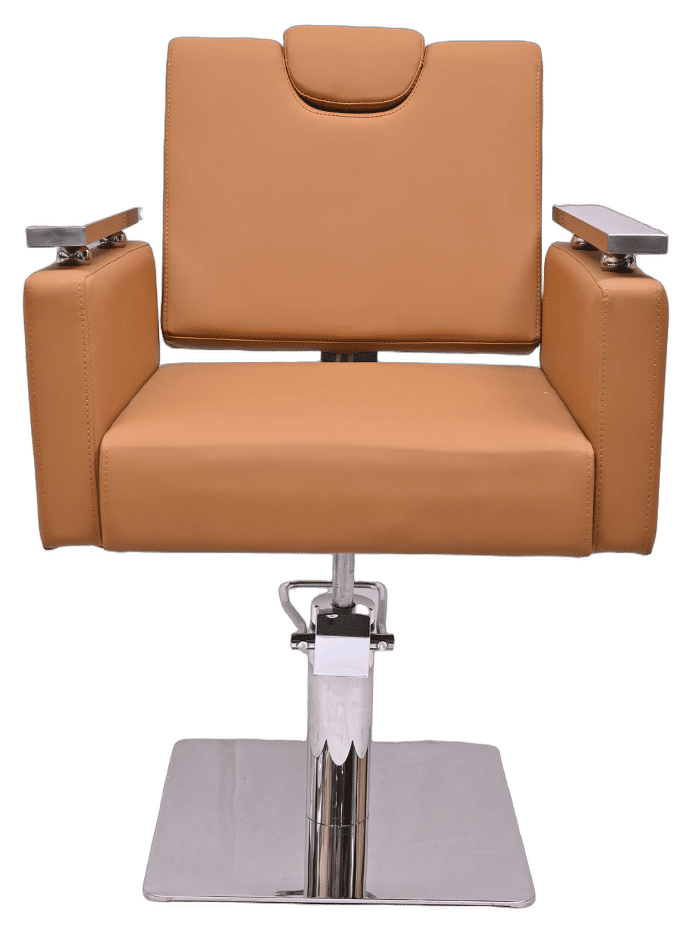 Modern Camel Tan Salon Styling Chair with Chrome Accents - View 3