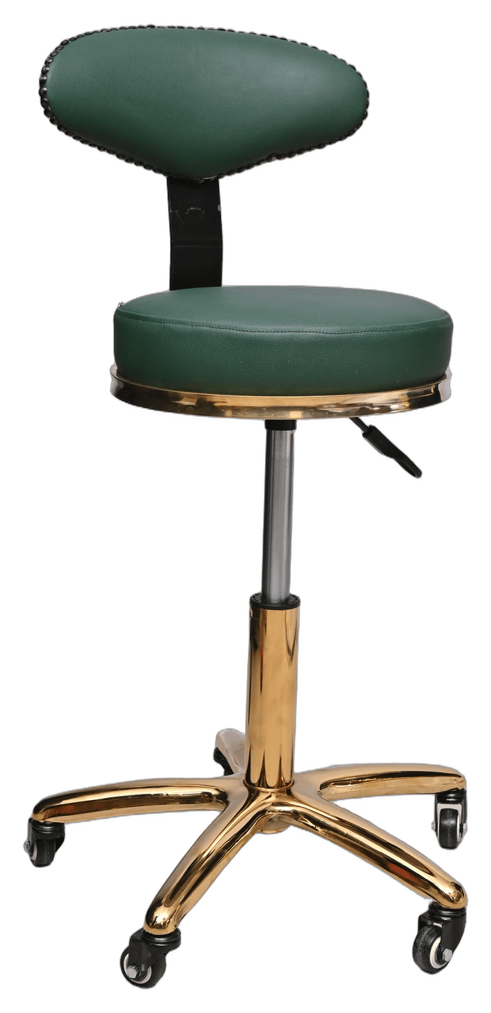 Emerald Green Luxury Rolling Salon Stool with Backrest — Barber Chairs by Salon Factory
