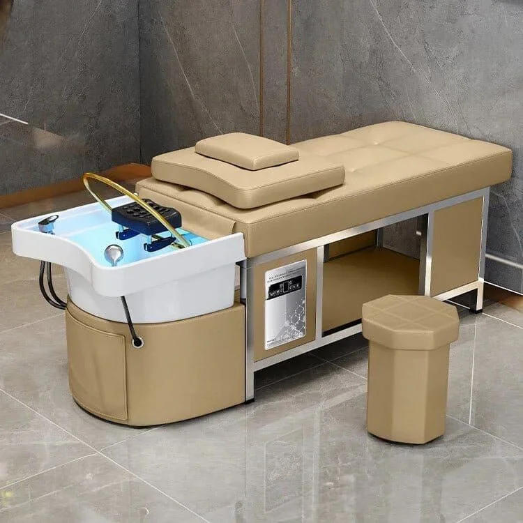 Shampoo Bed with Integrated Basin and Matching Stool — Massage Bed by Salon Factory