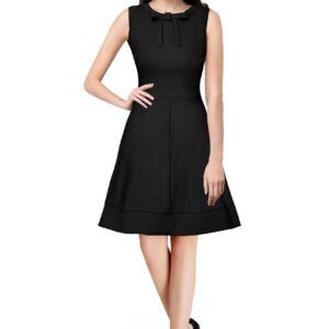 Black Sleeveless Round-Neck Knee-Length Dress