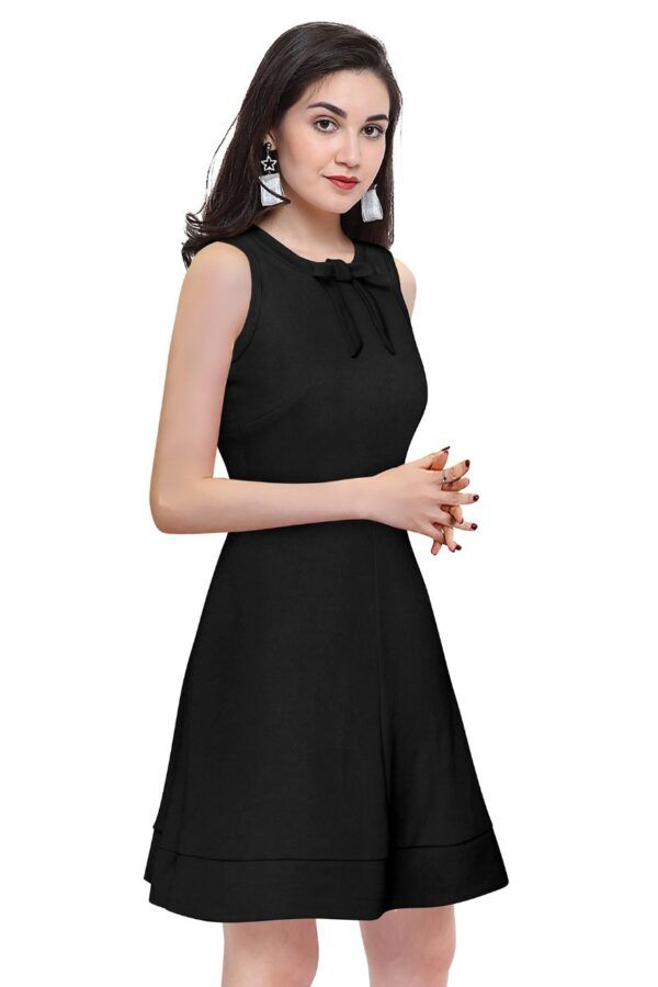 Black Sleeveless Round-Neck Knee-Length Dress - Image 2