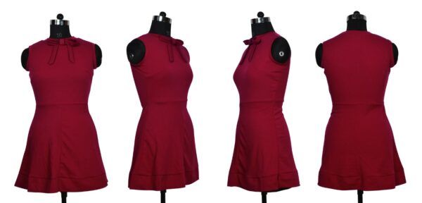 Maroon Sleeveless Round-Neck Knee-Length Dress - Image 5
