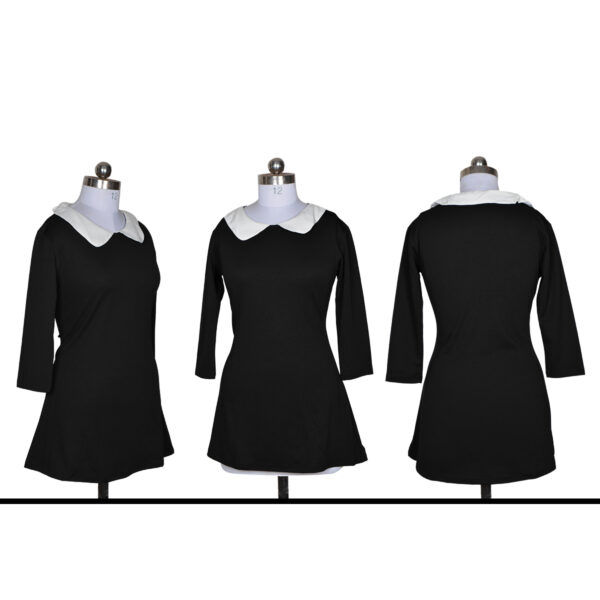 Black Collared Knee-Length Dress - Image 5