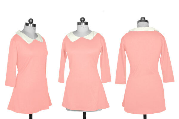 Peach Collared Knee-Length Dress - Image 5