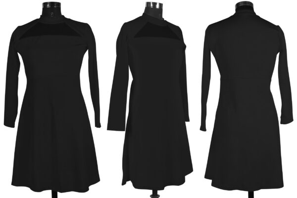 Elegant Black Full-Sleeve Stretchable Fit & Flare Dress - Image 5