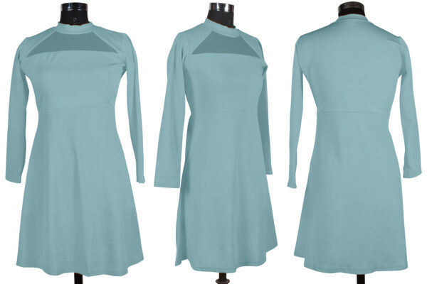 Elegant Pista Full-Sleeve Stretchable Fit & Flare Dress - Image 5