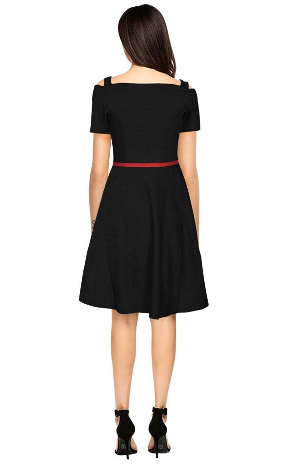 Black Fit & Flare Knee-Length Dress - Image 4
