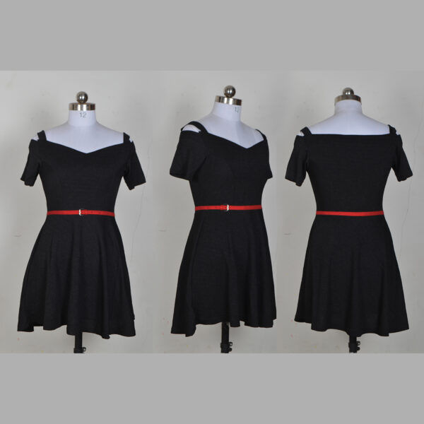 Black Fit & Flare Knee-Length Dress - Image 5