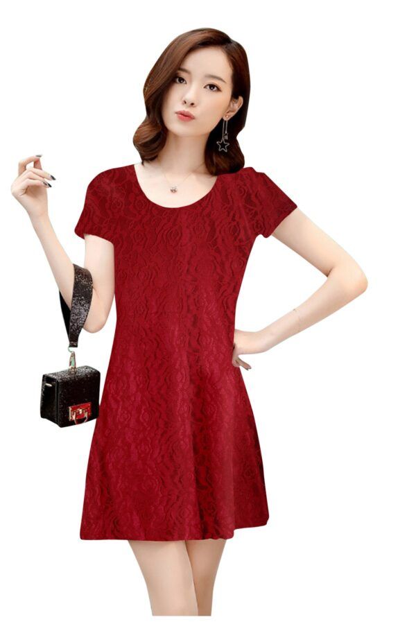 Maroon Rasal Bodycon Knee-Length Dress - Image 2