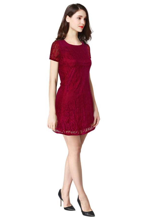 Maroon Rasal Bodycon Knee-Length Dress - Image 3