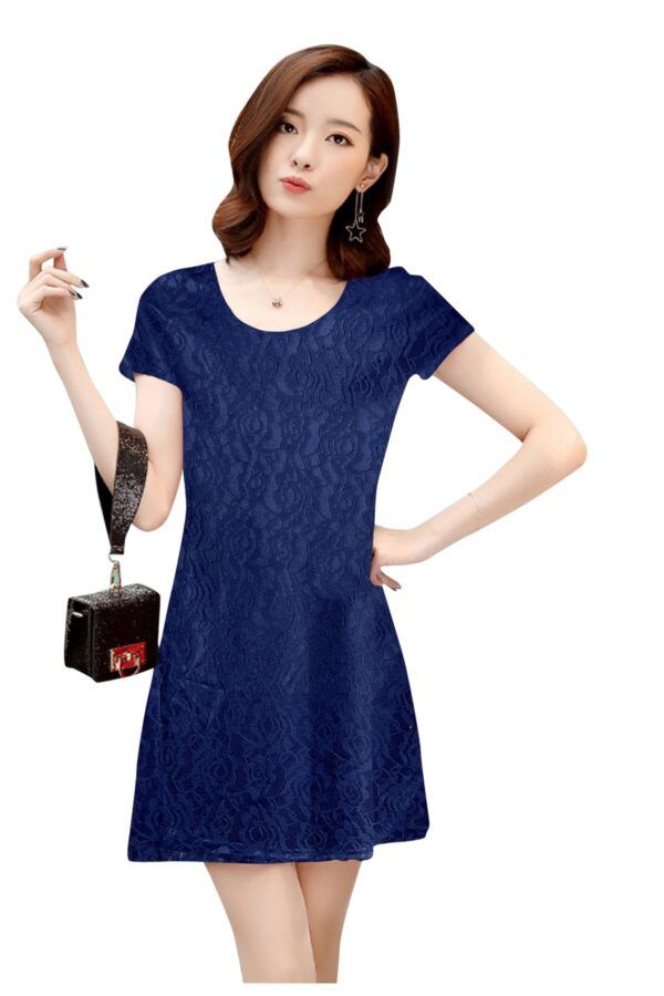 Navy Blue Rasal Bodycon Knee-Length Dress