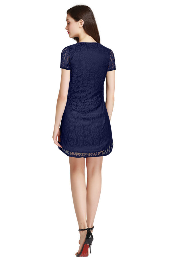 Navy Blue Rasal Bodycon Knee-Length Dress - Image 5