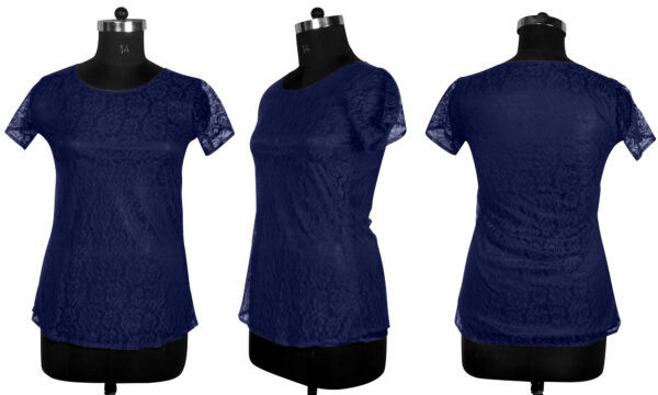 Navy Blue Rasal Bodycon Knee-Length Dress - Image 6