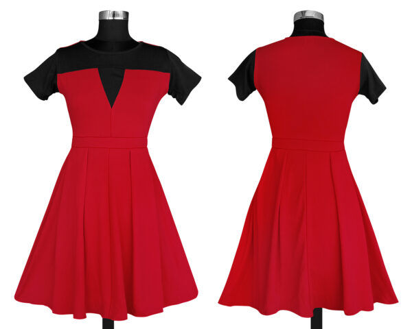 Fit & Flair Red Cap Sleeve Dress - Image 5