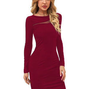 Timeless Maroon Full-Sleeve Bodycon Dress