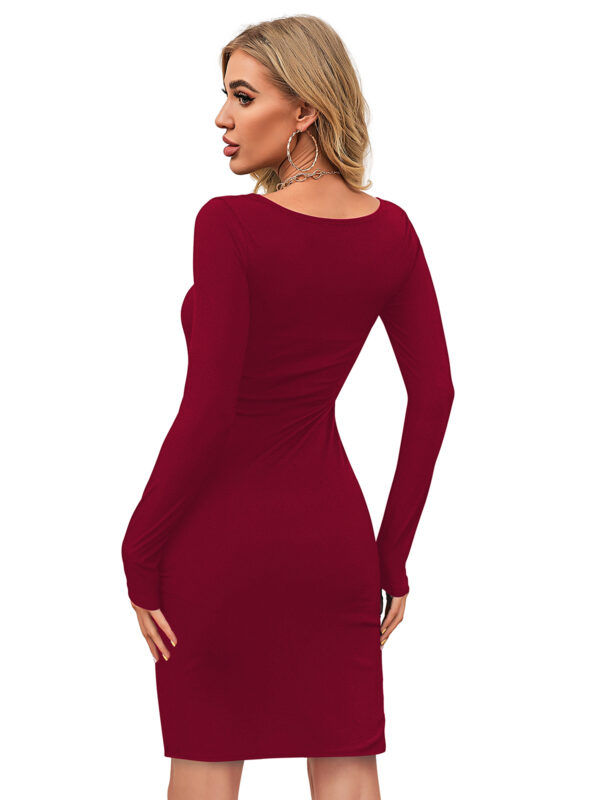 Timeless Maroon Full-Sleeve Bodycon Dress - Image 4